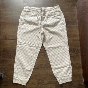 LOFT White and Black Striped Joggers
